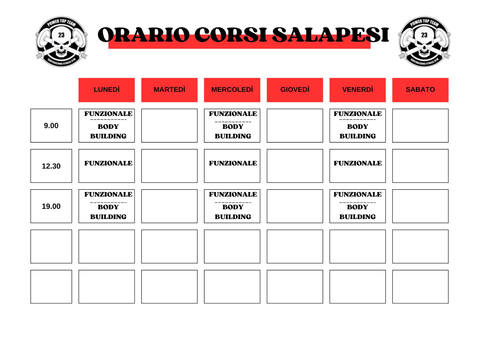 Orari sala pesi Padova Top Team